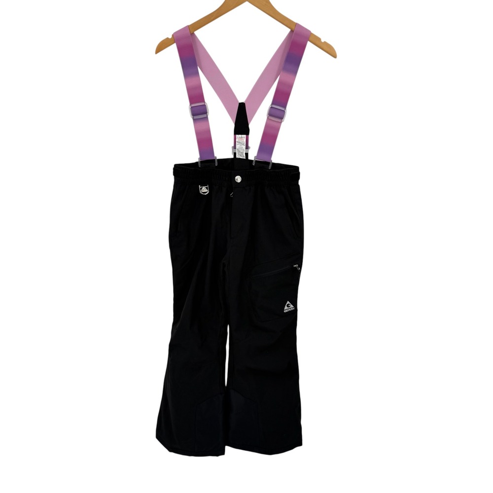 Gerry Snow Pants Kids Size M 10/12 Black Insulated Ski Bibs Adjustable Waistband